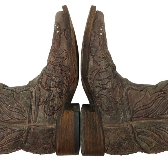 Corral Western Boots Leather Women 6.5M Cross Stud Embroidery Square Toe Cowgirl - Picture 13 of 14